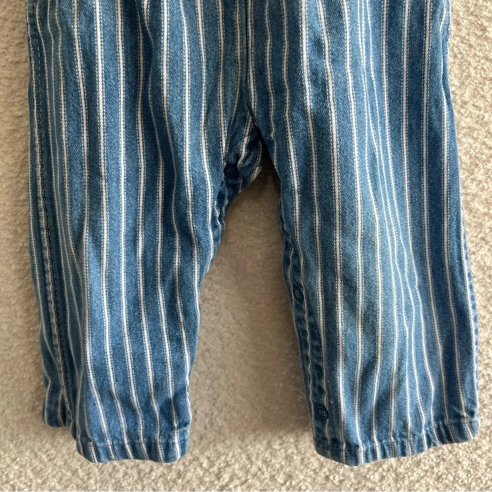 Osh Kosh B’Gosh Vintage Retro Denim Stripe Blue Overalls Infant Size 24‎ Months
